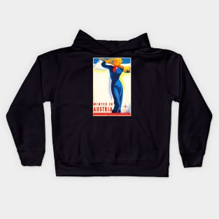 Winter in Austria - Vintage Travel Poster Kids Hoodie